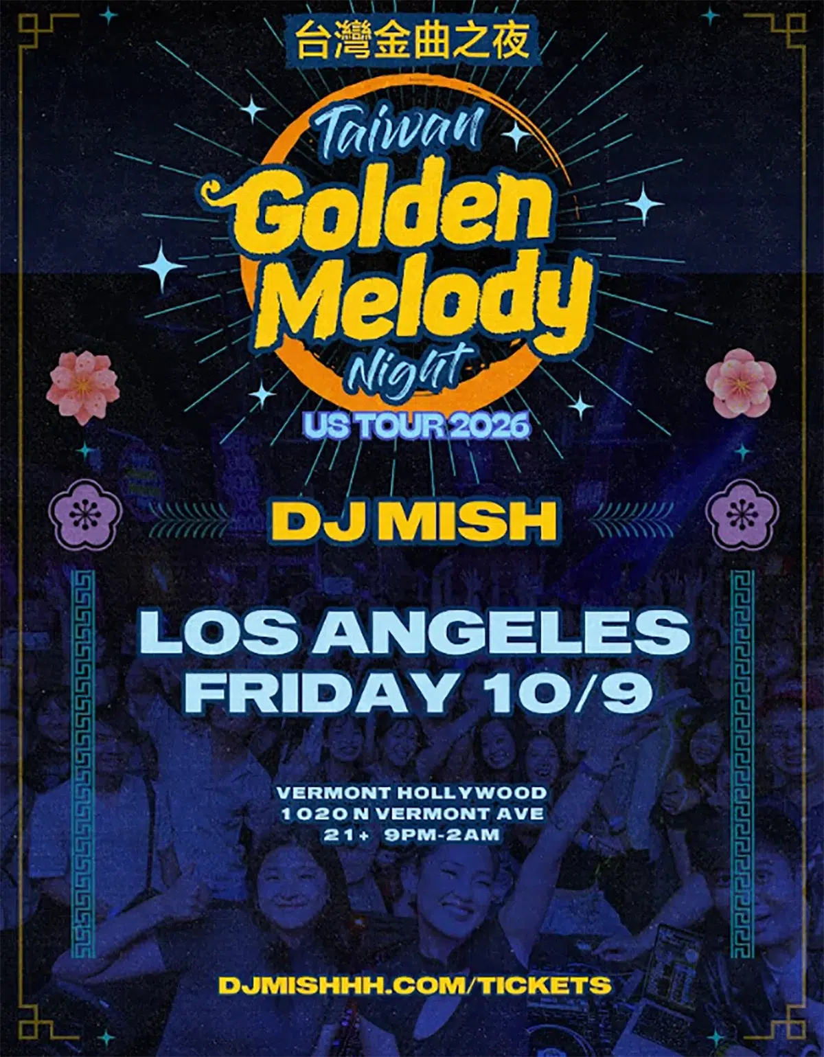 Taiwan Golden Melody Night 2026 tour poster, DJ Mish at The Vermont Hollywood