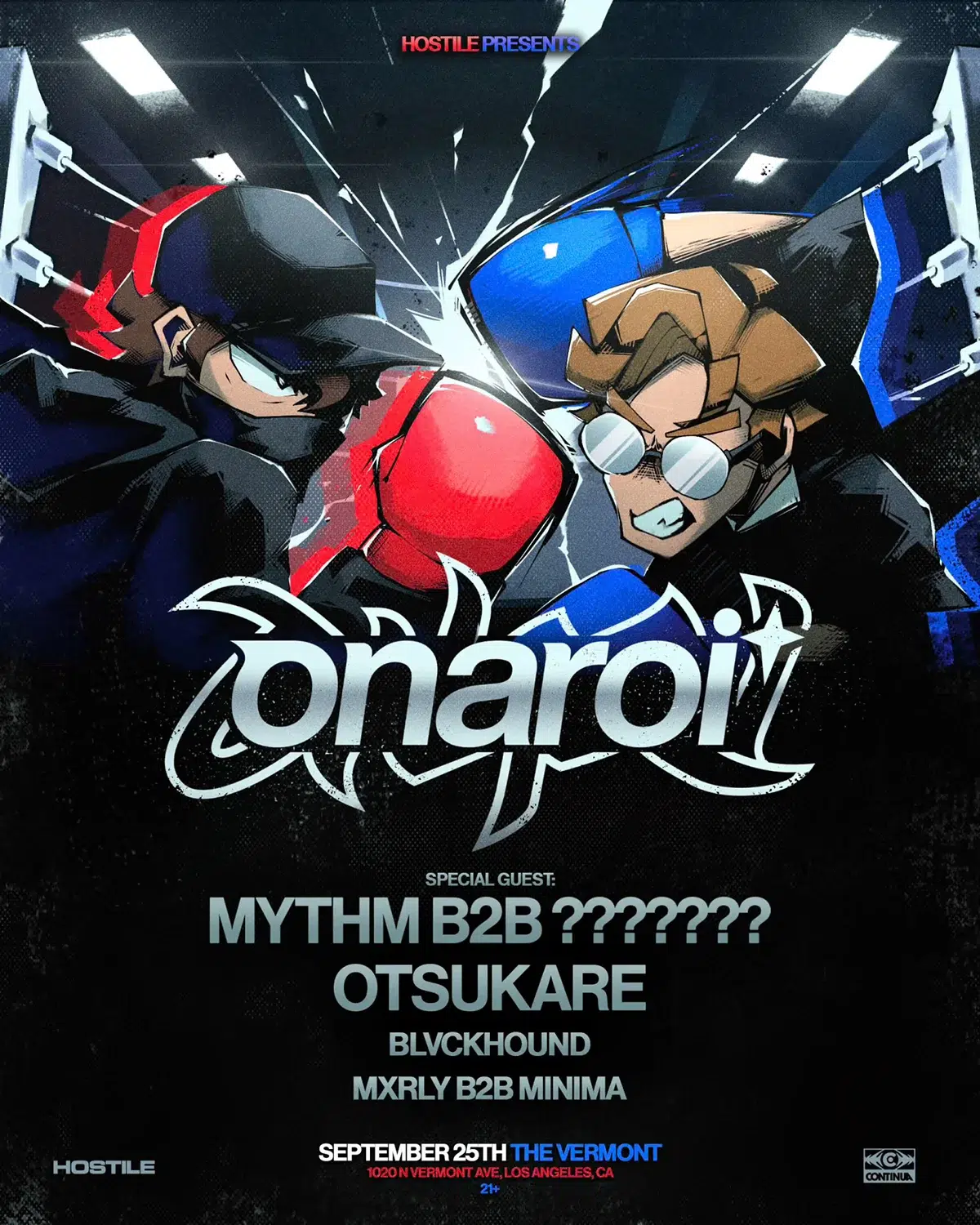 Onaroi event poster with anime boxing art, The Vermont Hollywood